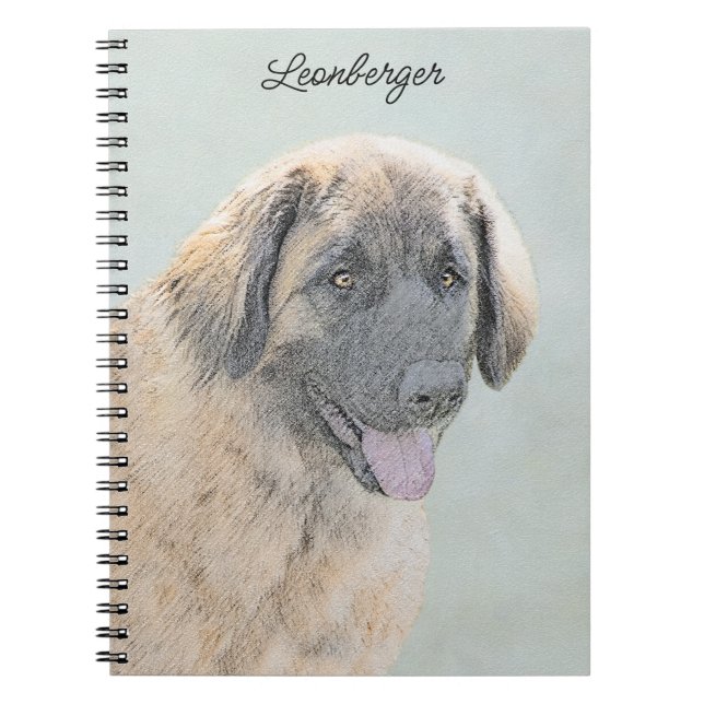 Cuaderno Pintura de Leonberger - Arte de Perro Original. (Frente)
