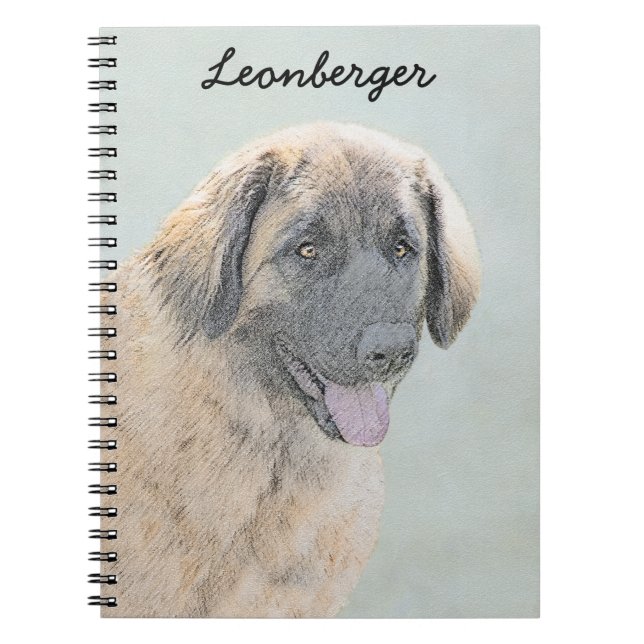 Cuaderno Pintura de Leonberger - Arte de Perro Original. (Frente)
