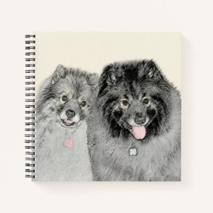 Cuaderno Pintura de madre y hijo Keeshond - Arte de perro o