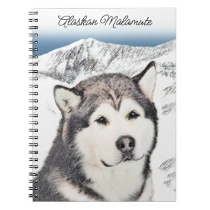 Cuaderno Pintura de Malamute de Alaska - Arte de Perro Orig