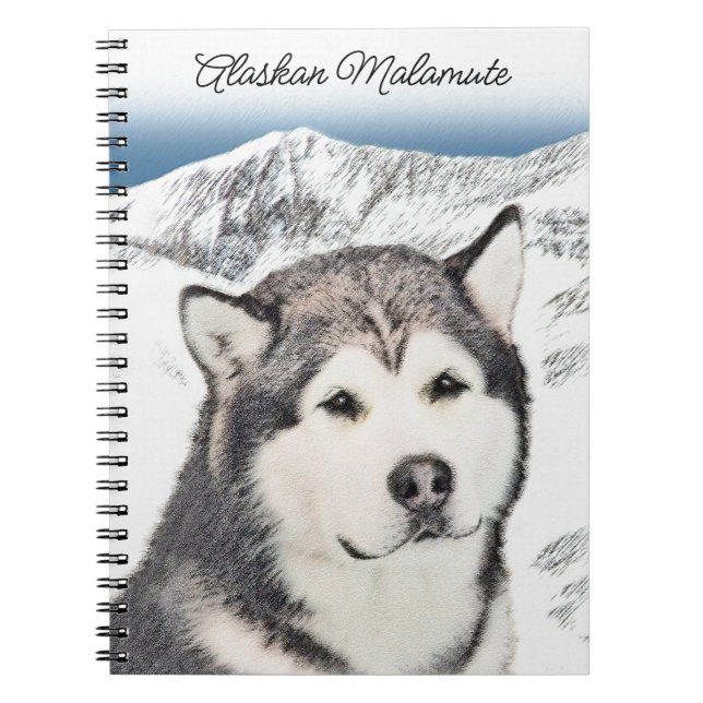 Cuaderno Pintura de Malamute de Alaska - Arte de Perro Orig (Frente)