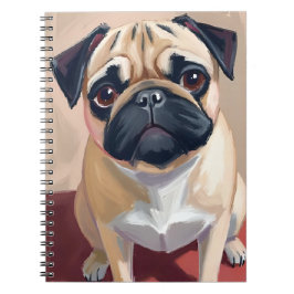 Cuaderno Pintura de mascota de perro Pug 
