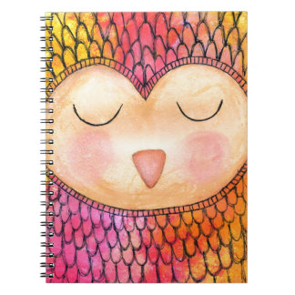 Cuaderno Pintura de medios mixtos de búho humilde y humilde