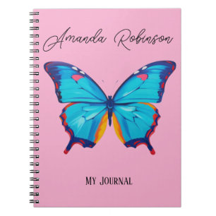 Cuaderno Pintura de morfo azul de mariposa (PERSONALIZE)