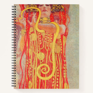 Cuaderno Pintura de mujer roja con serpiente de oro de Gust