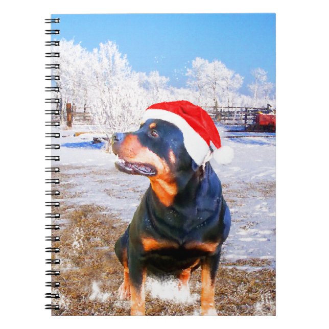 Cuaderno Pintura de Navidades de perro de Rottweiler (Frente)