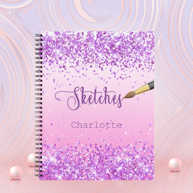 Cuaderno Pintura de nombre de confeti rosa morado de Sketch (Subido por el creador)