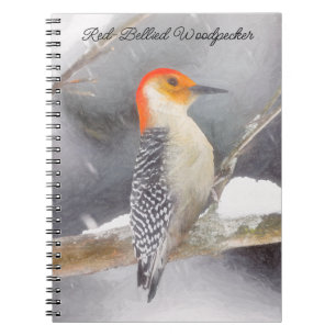 Cuaderno Pintura de pájaro de madera roja