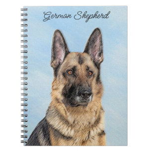Cuaderno Pintura de pastor alemán - Arte de perro original 