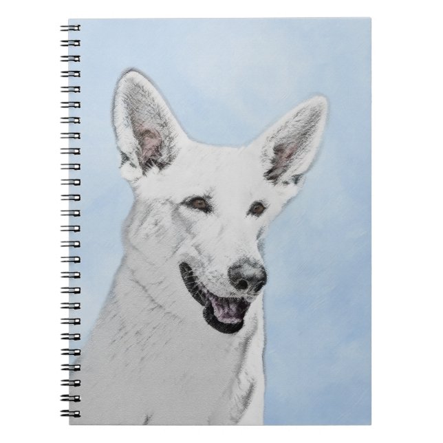 Cuaderno Pintura de pastor blanco - Arte de perro original  (Frente)