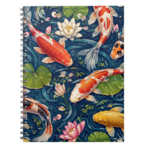 Cuaderno Pintura de patrón de peces Koi japoneses vintage