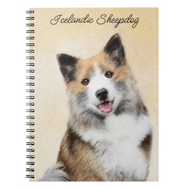 Cuaderno Pintura de perro pastor islandés - Arte original d (Frente)