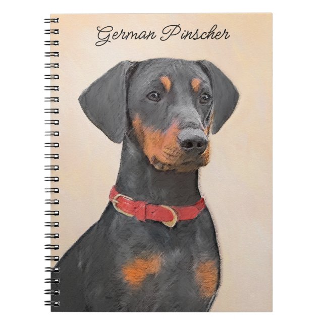 Cuaderno Pintura de Pinscher original de arte animal (Frente)