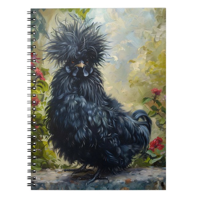 Cuaderno Pintura de pollo de Silkie Negro (Frente)