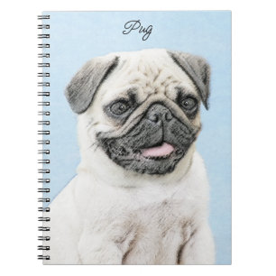Cuaderno Pintura de pug - Arte de perro original lindo