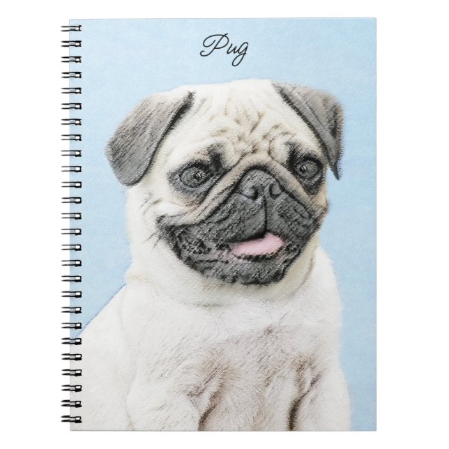 Cuaderno Pintura de pug - Arte de perro original lindo (Frente)
