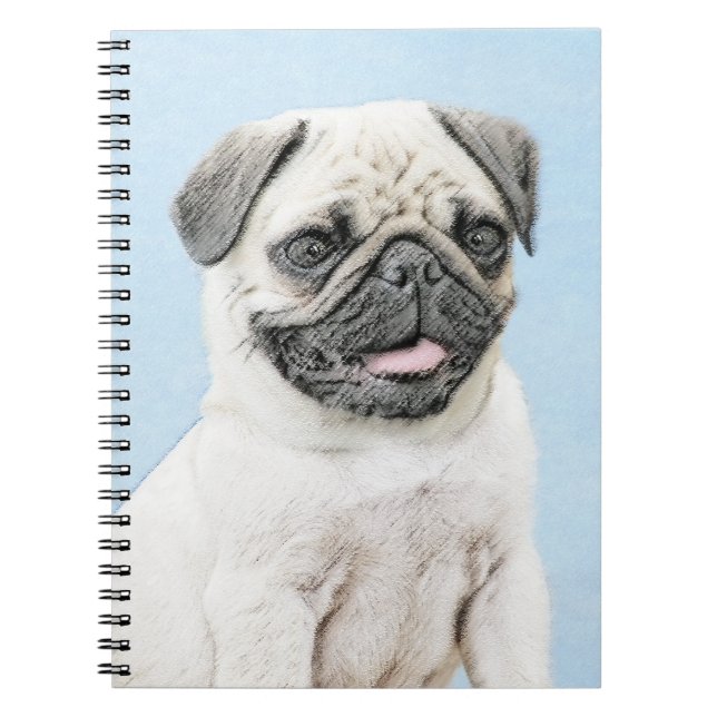 Cuaderno Pintura de pug - Arte de perro original lindo (Frente)
