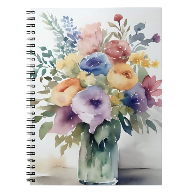 Cuaderno Pintura de ramo floral en acuarela (Frente)