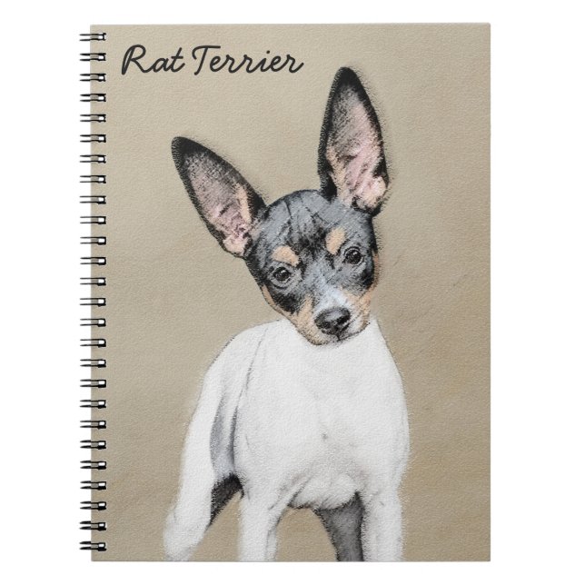 Cuaderno Pintura de Rat Terrier - Arte Perro Original. (Frente)