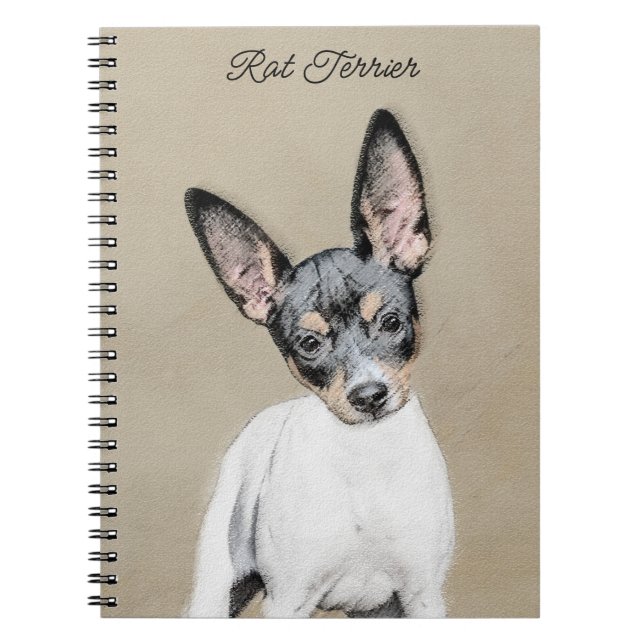 Cuaderno Pintura de Rat Terrier - Arte Perro Original. (Frente)
