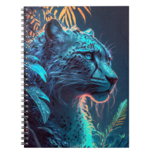 Cuaderno Pintura de retrato de animales leopardos al aire l