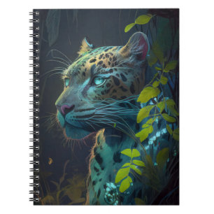 Cuaderno Pintura de retrato de animales leopardos al aire l