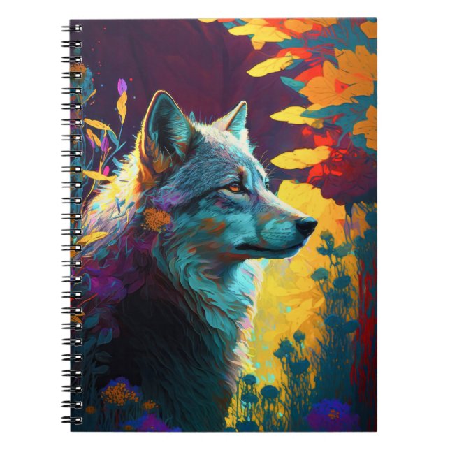 Cuaderno Pintura de retrato de animales lobo Vida salvaje a (Frente)