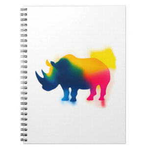 Cuaderno Pintura de rociado colorida Rhinoceros Silhouette