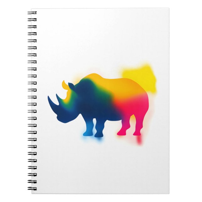 Cuaderno Pintura de rociado colorida Rhinoceros Silhouette (Frente)