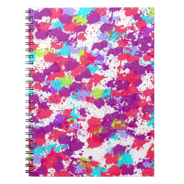 Cuaderno Pintura de salpicadura abstracta colorida, rojo y  (Frente)
