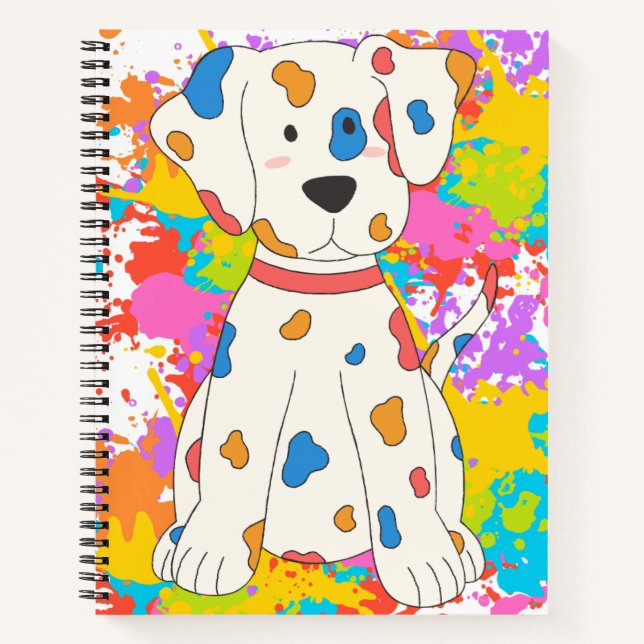 Cuaderno pintura de salpicadura de perro (Anverso)