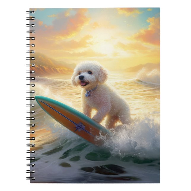 Cuaderno Pintura de surf de Bichon Frise Beach (Frente)