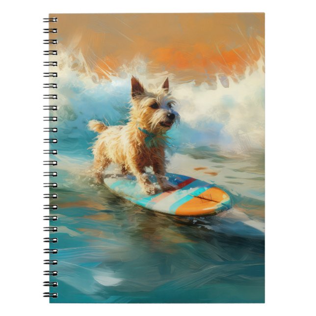 Cuaderno Pintura de surf de Biewer Terrier Beach (Frente)