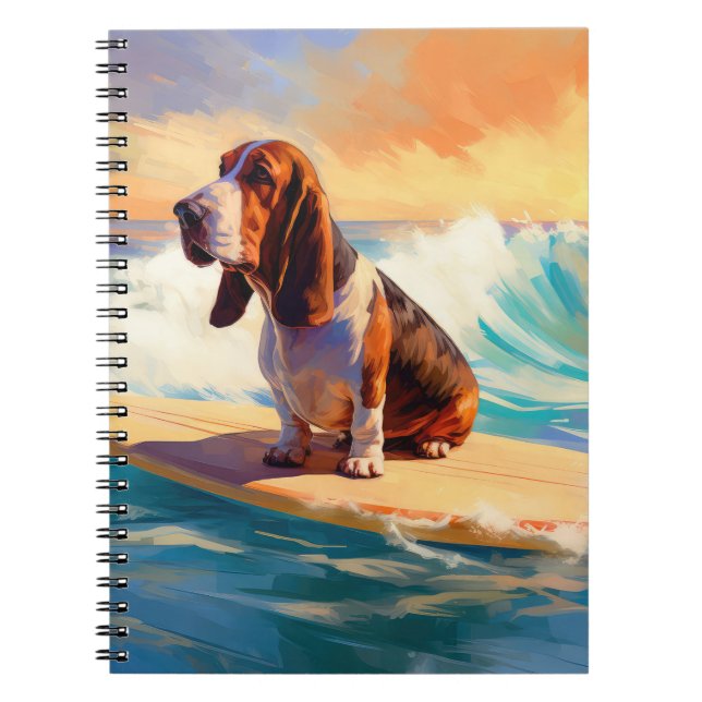 Cuaderno Pintura de surf en Basset Hound Beach (Frente)