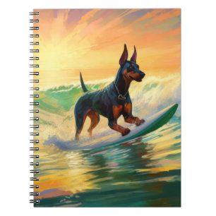 Cuaderno Pintura de surf en la playa de Doberman