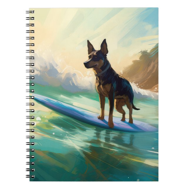 Cuaderno Pintura de Surf en la Playa de Kelpie Australiano (Frente)