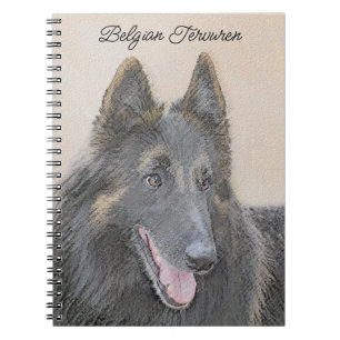 Cuaderno Pintura de Tervuren belga - Arte de perro original