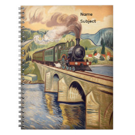 Cuaderno Pintura de tren de máquina de vapor antigua