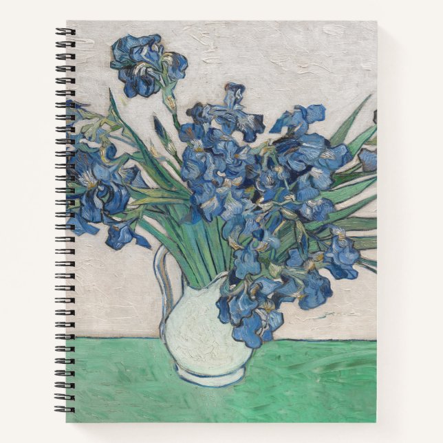 Cuaderno Pintura de Van Gogh Jarrón de Iris Impresionismo (Anverso)