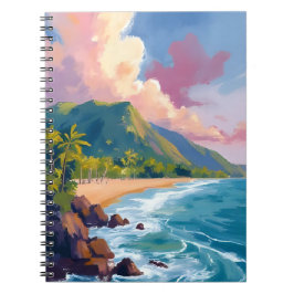 Cuaderno Pintura de viaje de la costa montañosa de Fiji