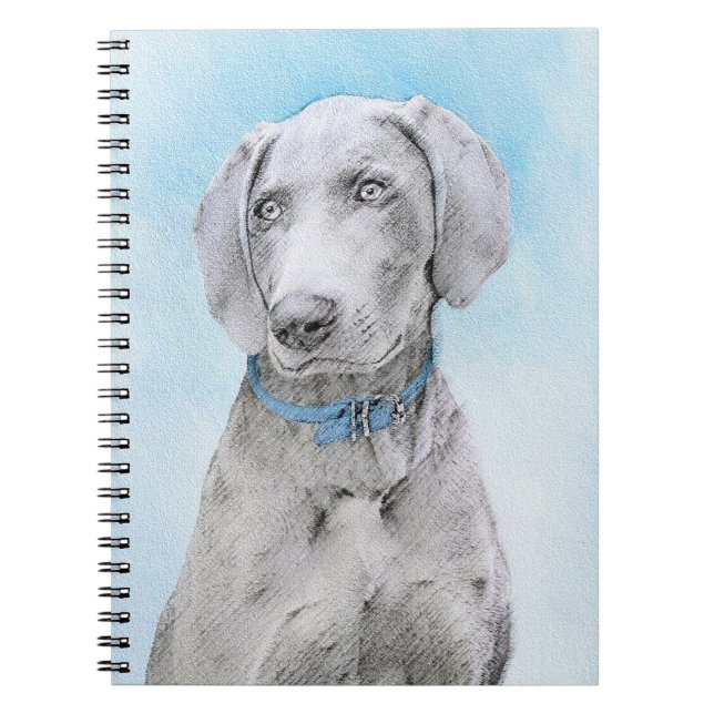 Cuaderno Pintura de Weimaraner - Arte de Perro Original. (Frente)