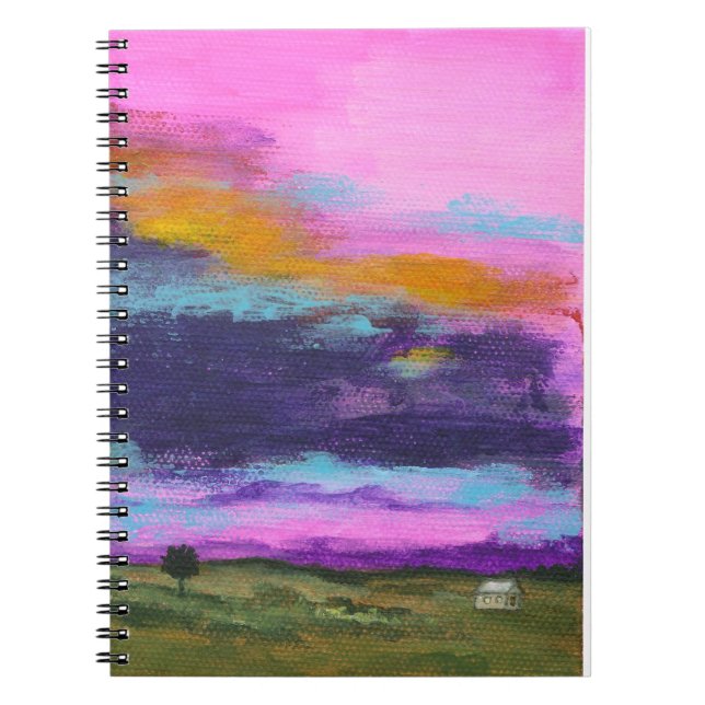 Cuaderno Pintura del arte del paisaje, puesta del sol (Frente)