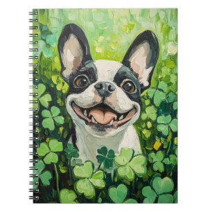 Cuaderno Pintura del campo del trébol de Boston Terrier