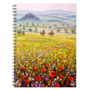 Cuaderno Pintura del paisaje de cipreses toscanos italianos
