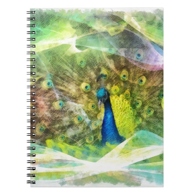 Cuaderno Pintura digital de pavo real (Frente)