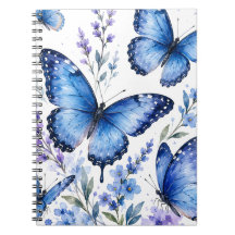 Pintura en acuarela de mariposas azules