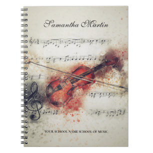 Cuaderno Pintura en acuarela de partitura de violín
