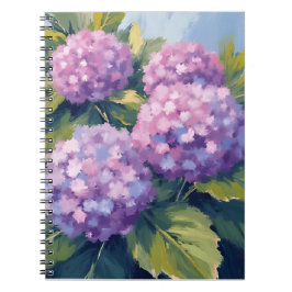 Cuaderno Pintura en Acuarela Floral de Hortensias Moradas
