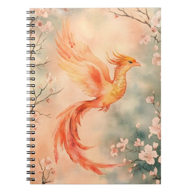 Cuaderno pintura en acuarela que representa un fénix mítico (Frente)