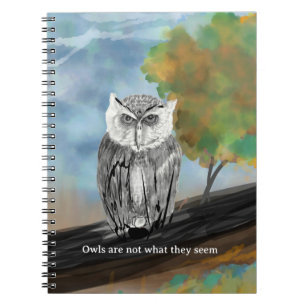 Cuaderno Pintura estacional de búho en la naturaleza se mar